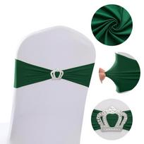 10/50Pcs Crown Buckle Spandex Chair Sashes Slider Stretch Chair Bands Cover Ties for Banquet Wedding, Corporate Event Party 10pcs