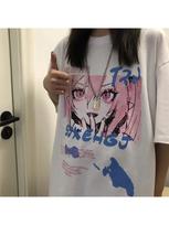 Wounisex T-Shirts Summer Anime Print Steampunk Short Sleeve Female T-Shirt Oversized Gothic Harajuku Clothing Kawaii Y2k Tops S įvairiaspalvis