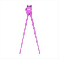 1 Pair Melamine Material Training Chopsticks Silica Gel Cute Cat Practice Chopsticks Cute Style Bicolor violetinė