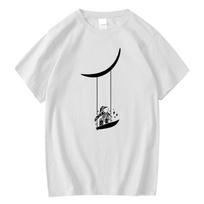 Unisexs Tshirt Cotton Blend Short Sleeve Funny Astronaut Print Unisex T Shirt Casual Summer Loose Tee Shirts Unisex Oneck Male Tshirt S