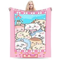Chiikawa Catoon Flannel Blanket Grabber Kawaii Customized Throw Blankets for  Sofa Bedding Lounge 125*100cm Bedspread 100x150cm