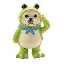 Bulldog Garden Statue Outdoor in Frog Suit Resin Ornament Bulldog Cute Yard Patio
