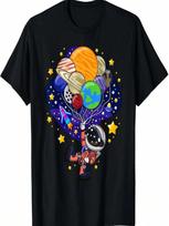 Space Astronaut Spaceman Astronomy Earth Mars Planets T-Shirt S įvairiaspalvis