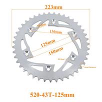 Motorcycle 520 Chains 43T/44T/52T 58mm 125mm Sprockets Rear Back Sprocket Cog fit for Karting ATV Off-road Motorcycle Parts