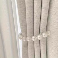Pearl Curtain magnetinė sagtis, lengvas prabangus užuolaidų dirželis, magnetinė sagtis, aukščiausios klasės magnetinis dirželis, be perforavimo dirželio priedų 25CM balta