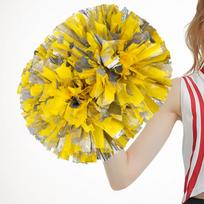 2 Pieces Cheerleading Pom Poms Cheering Squad pompoms with Handle Cheerleader for Ceremony geltona
