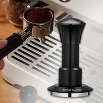 Coffee Tamper Adjustable Spring Loaded Hand Press Tool Distributor Leveler for 51.35mm black