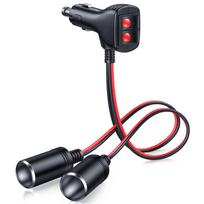 1–2 automobilinių lizdų skirstytuvas, maitinimo įkroviklio prievadas, 16 AWG 12/24 V kištukinis lizdas, 2 krypčių skirstytuvas su 10 A saugikliu