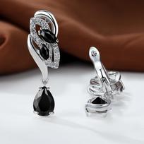 Temperament Womens Jewelry Tear Drop Shape Black Stone Drop Earrings for Women Silver Gold Color Earrings Party Birthday Gift Earring Jewelry AVE juoda