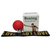 20g PU putplasčio greičio treniruočių bokso kamuolys - tvirtinamas ant galvos reakcijai ir vikrumui treniruoti Red PU Ball + Love Headband