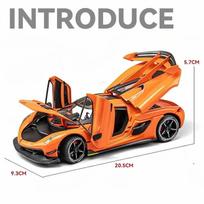 Diecast 1/24 Scale Koenigsegg Jesko Sport Car Model Metal Casting Toys Vehicles Sound Light Collective Home Decor Kids Boys Voiture oranžinė