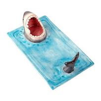 Shark Sushi Plates Handmade Ceramic Shark Shaped Appetizer Tray with Soy Sauce Bowl & Chopstick Rest Microwave & Dishwasher Safe Unique Gift for Party dangaus mėlyna spalva