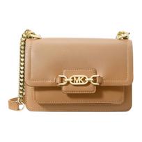 Michael Kors MK Heather Chain Strap Flap Closure Leather Shoulder Crossbody Bag Mini Women bags Camel 32S2G7HC0L-CAMEL Basic Set (Bag+Dust Bag)