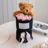 Valentine's Day Gift Rose Bouquet with Cute Bear Home Decor Soap Rose Bouquet Graduation Gift Wedding Decoration rožinė