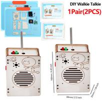 DIY Wooden Walkie Talkie Kit 2 Wireless Communication Toy STEM Science Educational Project Building Set for Kids Learning Gift