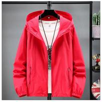 Ultra Thin Summer Sun-Protective Cycling Jacket Waterproof Hooded Jacket Qucik-Drying Hiking Climbing Camping Jacket Coat XS-7XL S raudona
