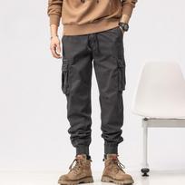 Men'S And Women'S Tooling Multi-Bag Casual Pants Washed Pure Cotton Outdoor Off-Road Wear Ready-To-Wear Dyeing Elastic Multi-Bag Pants 31 pilka spalva