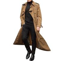 Spring and Autumn Men's Windbreaker Double-breasted Extended Jacket S