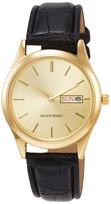 Analog Watch Amalfidia Day and Date Waterproof Leather Strap Gold Dial A45M01 Black [Arias] Men's juoda