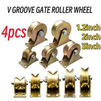 V-shaped Rigid Caster Door Roller, Plated Color, Suitable for Home Hardware, Sliding Tracks, 4 Pcs A1