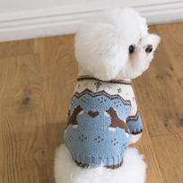Pony Bunny Print Pet Sweater Winter Soft Cotton Breathable Pullover For Small Medium Dog Cat Christmas Cartoon Pet Sweatshirt (Blue,S) mėlyna