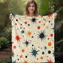 Manta de franela con diseño de estrella y texto personalizado, adecuada para sala de estar, dormitorio, decoración espacial al 75cmx90cm