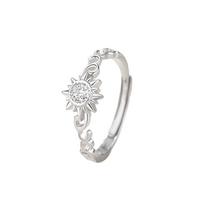 Tichia Auspicious Clouds & Sun S925 Sterling Silver Openable Couple Rings Adjustable Size