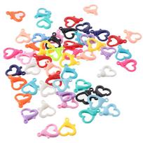 50pcs Heart-Shaped Lobster Claw Clasps,Heart Lobster Clasp Hooks Clips,Plastic Lanyard Snap Hooks for Purse ID auksas