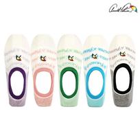 Arnold Palmer Women's Lettering Non-Slip Socks Non-Slip No-Socks Footies 5 Pairs Lettering-5 pairs