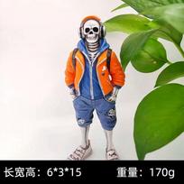 Vibrant Colorful Skeleton Figurine With Basketball Head For Halloween Decor Headphone
