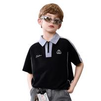 ASK JUNIOR Boys' Retro Color-Block Polo Shirt 130 juoda