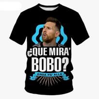 Messi Stiliaus Que Mira Bobo 3D Marškinėliai Nauji Vasaros Viršutiniai Drabužiai Unisex Balti ir Juodi Madingi Laisvalaikio Trumpomis Rankovėmis Marškinėliai Karštas Išpardavimas#Spalva S įvairiaspalvis