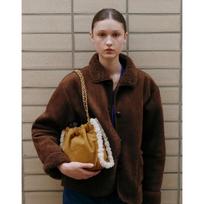 JABA6E153W2 [Coco Chain] Suede Leather Chain Shoulder S Brown