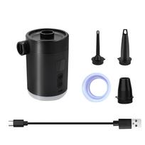 Portable Electric Air Pump for Inflatables. Rechargeable USB Air Pump with 4 Nozzles for Pool Toys. Air Mattresses One Size juoda