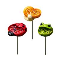 Outdoor Garden Animal Shaped Watering Stakes Set of 3 Decorative Snail Ladybug Frog Design with Embedded Clear Beads for Yard and Patio One Size