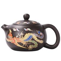 Ceramic Purple Clay Teapot Hand-made Dragon and Phoenix Design Teapot Tea Cup Set Color-changing Infuser Teapot Tea Maker