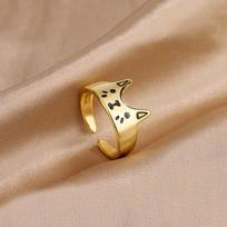 Lovely Cartoon Kitten Open Rings for Women Men Drop Oil Cute Animal Cat Resizable Finger Ring Girls Party Personality Jewelry resizable
