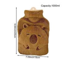 Hot Water Bottle Capybara Shape Heat Retention 1000ml Hand Feet Warmer for Neck Back Shoulder Camping Travel Men Kids Women ruda