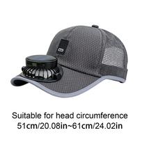Hat with Fan USB Charging Wind Blower Sunhat Wide Brim Solar Fan Cap for Outdoor Beach Summer Camping Hiking Golf Gardening Work pilka spalva