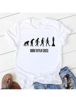 Funny Born To Play Chess T Shirts Summer Top Female T-Shirt Graphic Tees Wounisex Chess Lover Gift Present Student's Casual Clothes S įvairiaspalvis