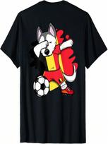 Dabbing Husky Belgium Soccer Fans Support Belgian Football T-Shirt S įvairiaspalvis