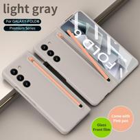 Matte Skin Feel & Candy Color S Pen Stylus Case for Samsung Galaxy Z Fold 8 7 6 5 4 3 Tempered Glass Screen Protector Film Cover Galaxy Z Fold 8 smėlis