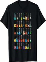 Meilė Gitarai Skirtingos Gitaros Muzikos Mėgėjas Juokinga Dovana Marškinėliai S įvairiaspalvis