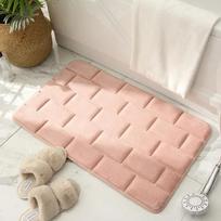 Inyahome Comfortable Non-Slip Bathroom Rugs Pink Bath Mats Memory Foam Cozy Velvet Bathroom Rug Carpet Esteira Ultra Absorvente (as the picture,40x60cm)