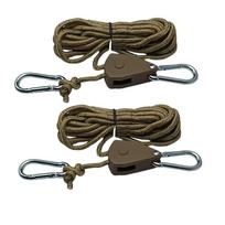 2Pcs Fixed Buckle Pulley Reflective Camping Tent Rope Set Canopy Ropes  Canopy Shelter chaki