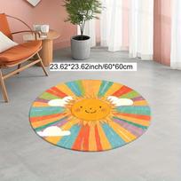 Sunshine Smiley Face Round Rug Flannel Soft Kids Room Decor Play Mat Nursery Carpet Floor Covering Childrens Area Rugs 60cm x 60cm