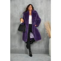New autumn and winter imitation fox thickened long suit collar imitation fur coat medium and long plush fur coat S violetinė