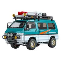 1/24 Mitsubishi Delica Camping Off-road Vehicle Alloy Metal Diecast Car Model Sound Light Simulation Collection Hobby Boy mėlyna