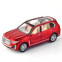 1/32 BMW X7 SUV Alloy Toy Car Model Wheel Steering Sound and Light Children's Toy Collectibles Birthday Gift raudona