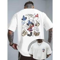 Summer Men's Disney Stitch Pattern T-Shirt Daily Leisure and Theme Activities Wear Unisex Cotton Short Sleeve Oversized S